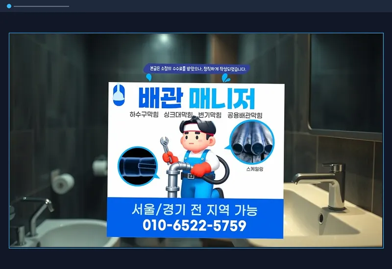 인천 작전동 화장실 변기 오수관 정밀 통수 현장 시공 사진