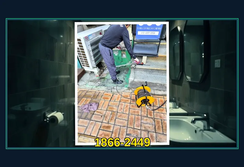 강남 수서동 욕실 바닥 유가 트랩 석회 통수 현장 시공 사진