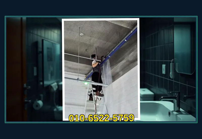 가락구동 욕실 바닥 유가 트랩 석회 통수 현장 시공 사진