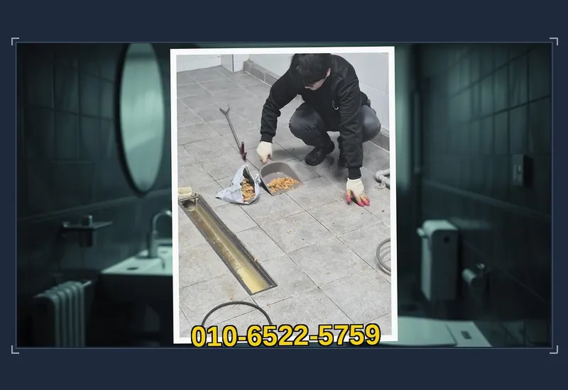 자양동 욕실 바닥 유가 트랩 석회 통수 현장 시공 사진