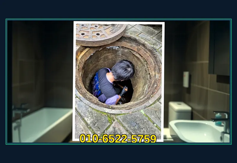 방배동 화장실 변기 오수관 정밀 통수 현장 시공 사진