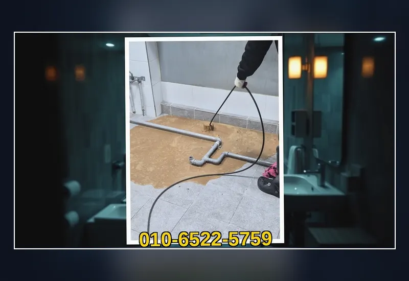 과천 원문동 화장실 변기 오수관 정밀 통수 현장 시공 사진